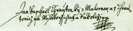 podpis Jana Rafaela Chroustenského z Malovar